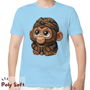 Kaos Kaos Monyet Blangkon Poly Soft Baby Blue