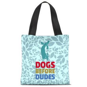 Tas Tote Fullprint Dogs Before Dudes (Blue)