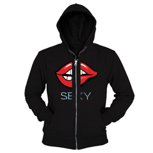 Hoodie Zipper bibir sexy