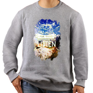 Jaket Sweater The Earth Has Music in White With Background