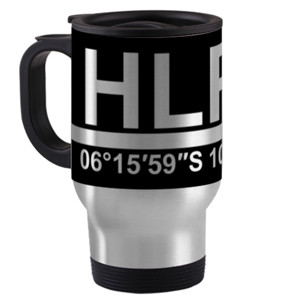 Travel Mug Kode IATA Bandara Halim Perdanakusuma Jakarta HLP
