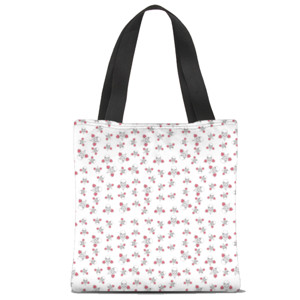 Tas Tote Fullprint Skull Rose Pattern