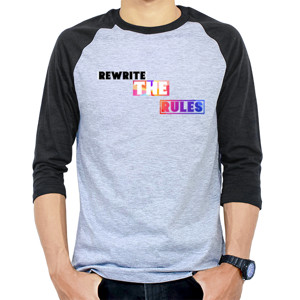 Kaos Raglan Typhography Rewrite the rules