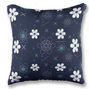 Bantal Bunga abstrak hitam putih