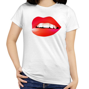 Kaos Cute Red Lips - Kaos Bibir Merah Cantik